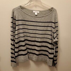 Women's New w/tags Liz Claiborne Sweater, Lg Sleeve. Size XXL, Gray black stripe